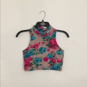 Tan Floral Crop Top